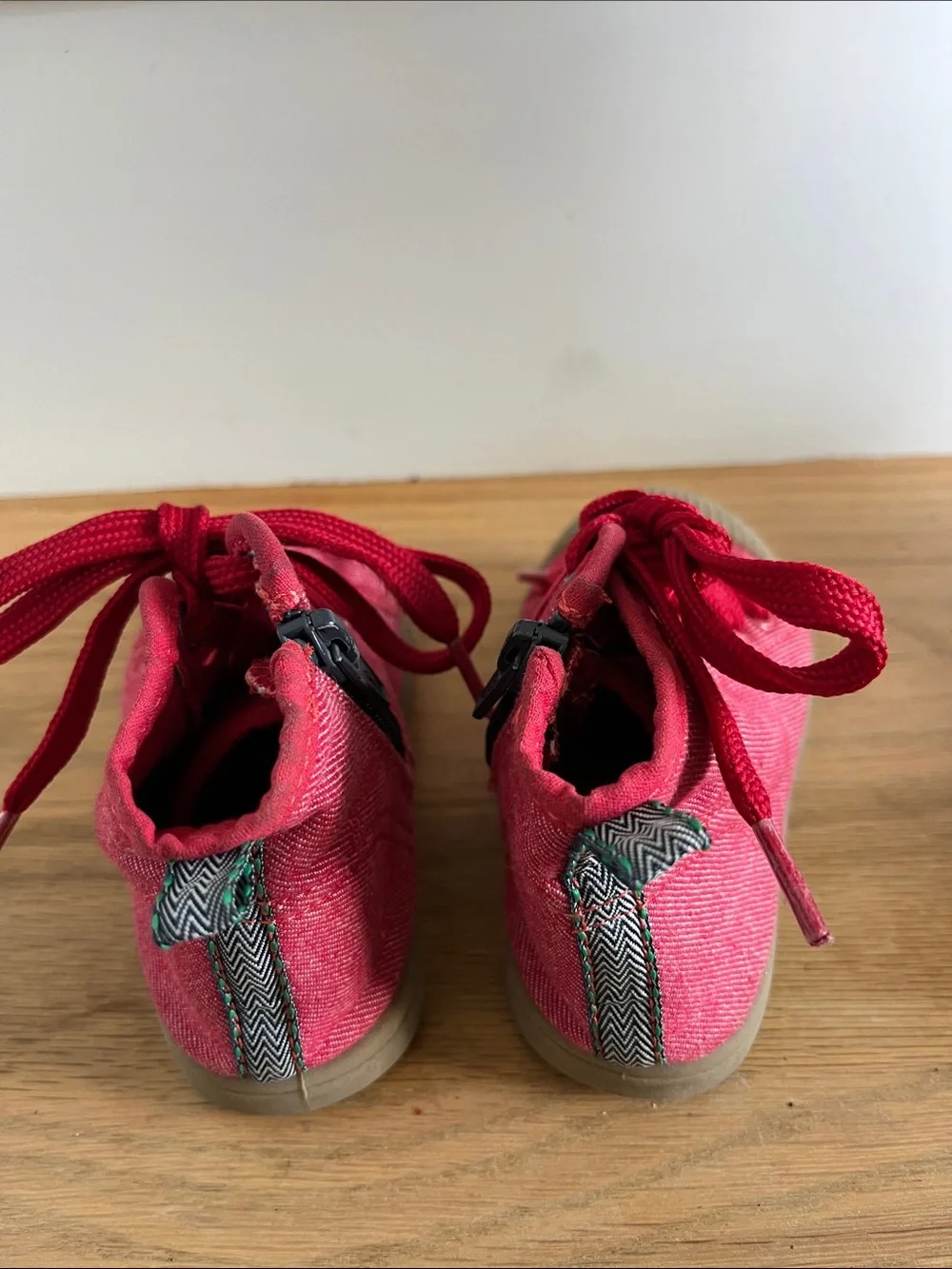 Kids Red High-Top Canvas Sneakers with Rubber Toe